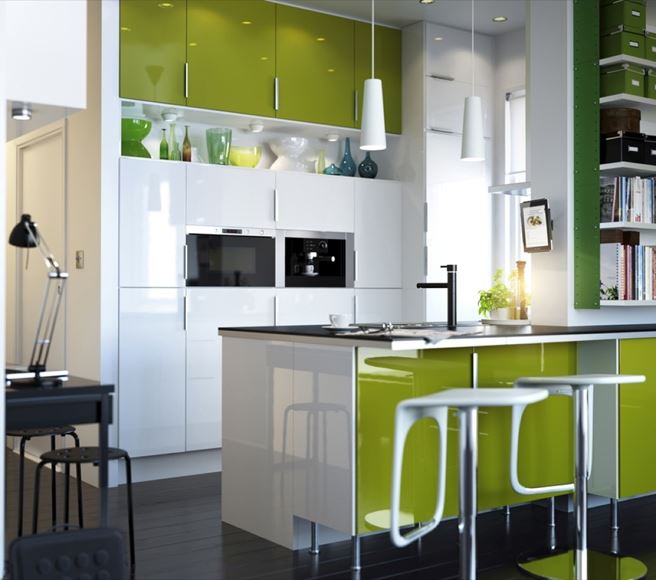White and Green Kitchen Furniture