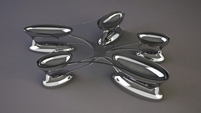 Aluminum-glass-blending-pentagram-coffee-table-design 