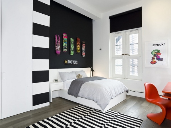 modern teenage room black white interior 
