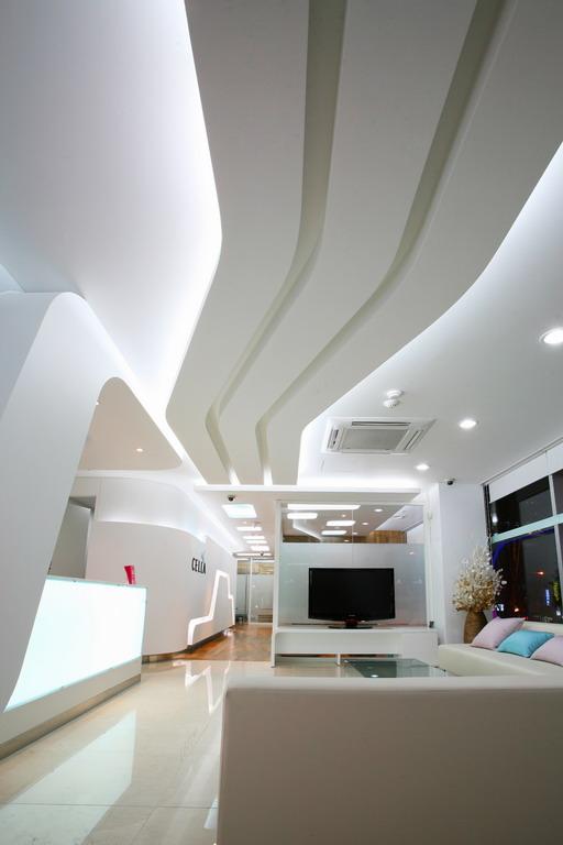 Modern office design in white with futuristic style