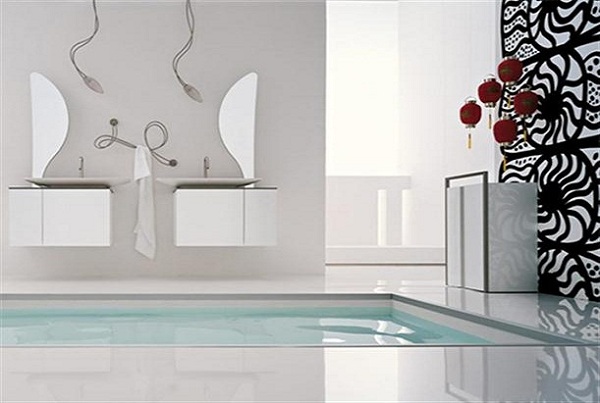 Modern Minimalist Bathroom with Pool