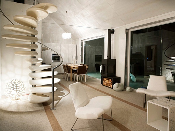Modern Minimalist Interiors - Internal Spiral Staircase