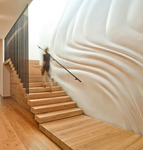 Abstract white wall decoration stairs