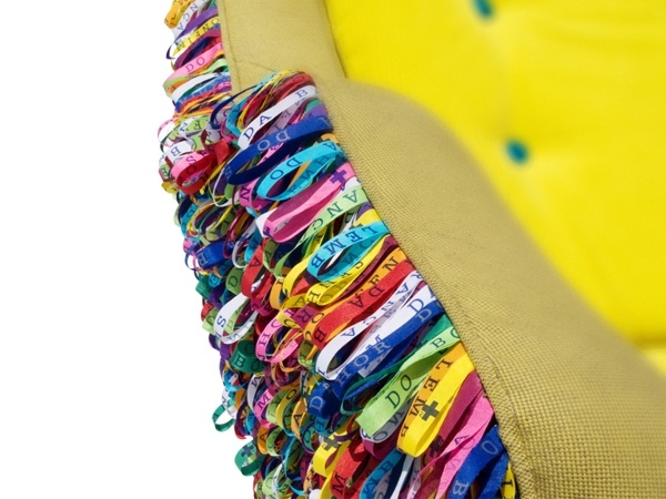 Bahia chair design detail colourful ribbons