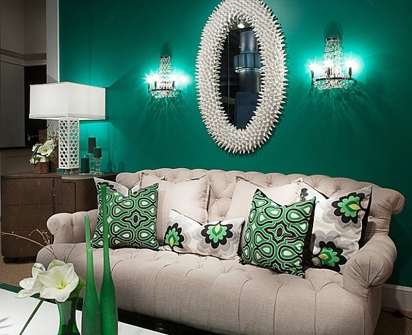 Contemporary design emerald green wall