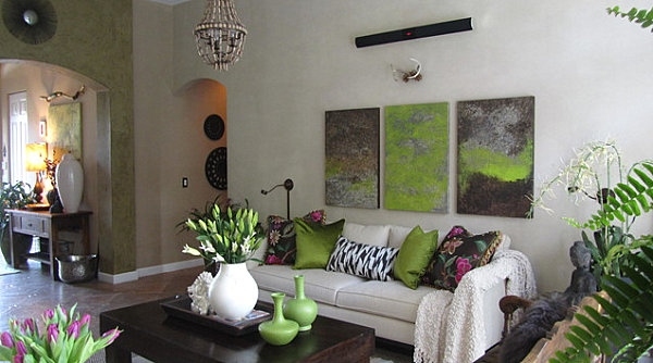 olive green accents decoration living room