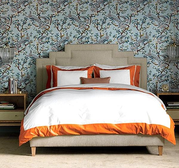 Orange bordered bed linen 