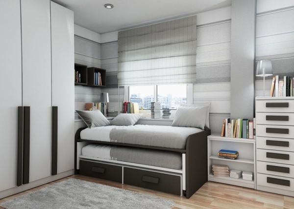 Boys Bedroom gray shades bunk bed
