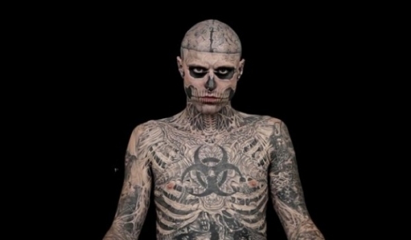 Zombie makeup for Halloween trick Genest the zombie boy tattoos 