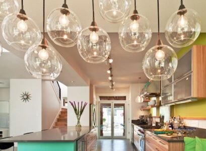 accent-pendant-lighting-color-backsplash-yellow-dark-kitchen