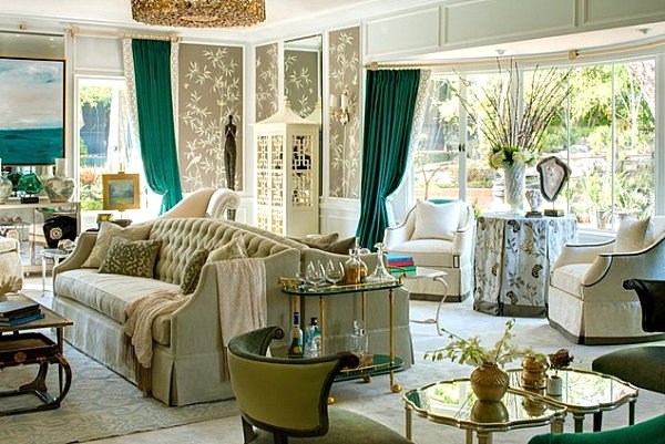 emerald curtains bring colour accent living