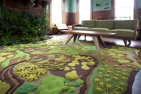 garden green rug living room