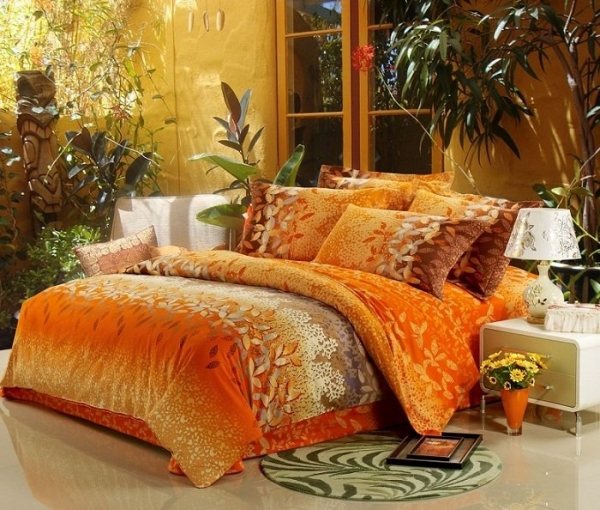 gold orange bedding set autumn