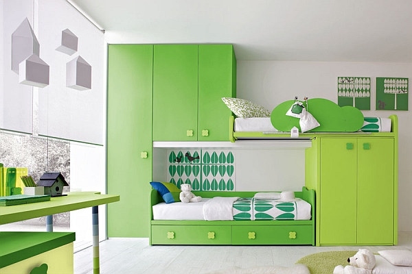 green white kids bedroom furniture bunk beds