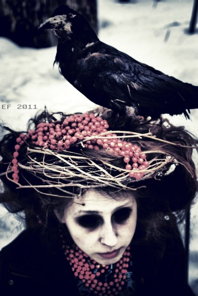 halloween costume girl make up hair nest berry raven 