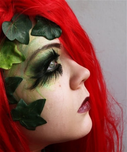 halloween make up poison ivy idea girl red wig