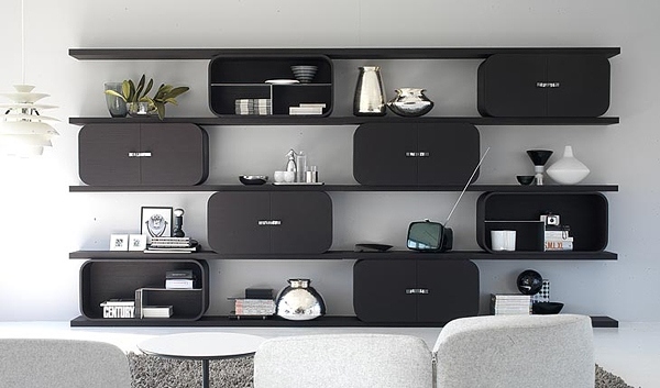 modern black white design decorative wall shelves