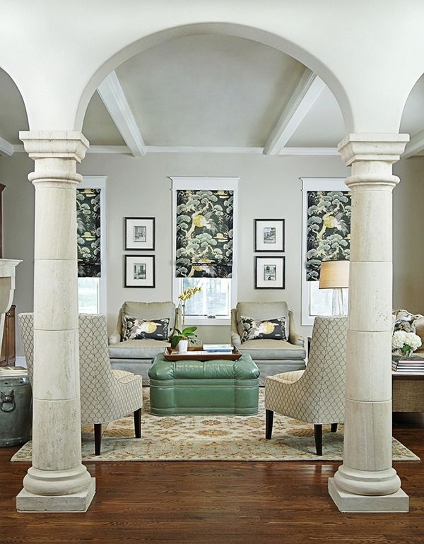 white decorative columns in living room