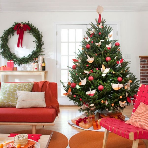 Bright colours christmas decoration living room