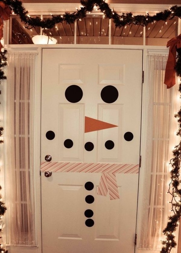 Children craft ideas Christmas decoration snowman door