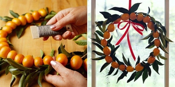 Christmas Wreath fruits tangerines