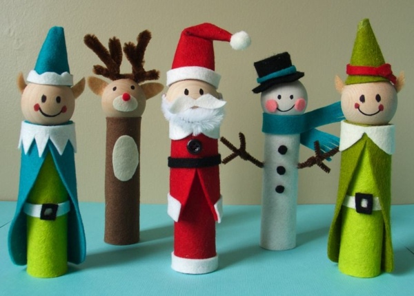 Christmas decoration crafts toilet roll santa claus elf snowman felt