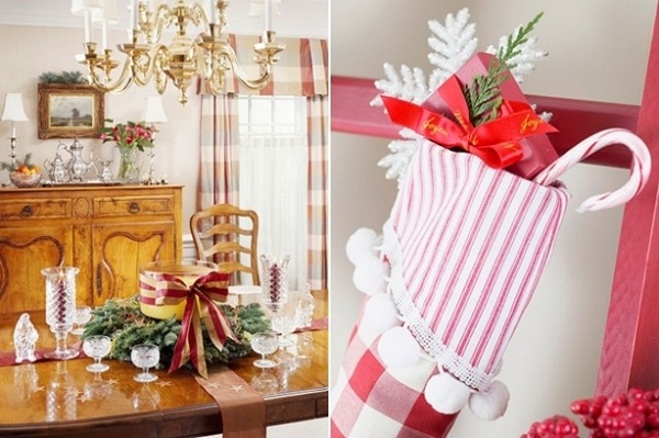 decoration with ribbons stocking and table