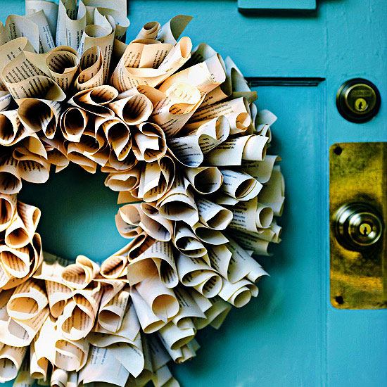 Christmas front door wreath made of paper