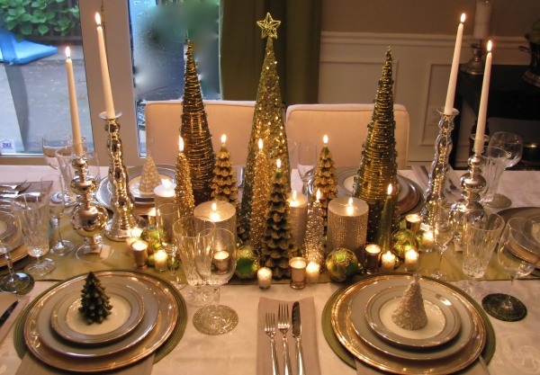 Christmas decorations in silver and gold