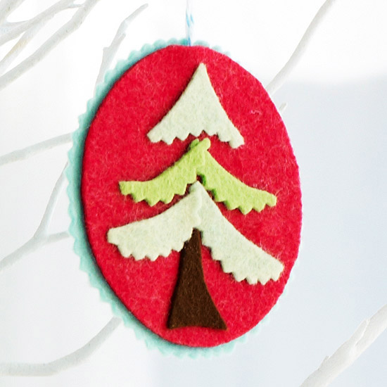 Christmas cutout ornament red base
