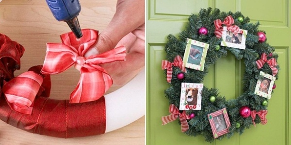 Christmas-wreath-family-pictures-and-traditional-ribbons