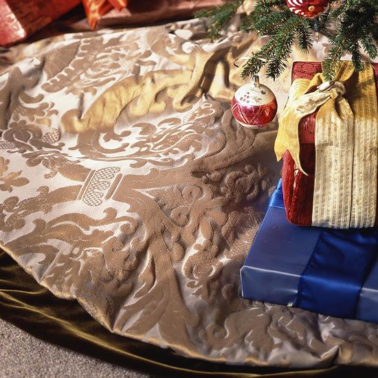 Creative Christmas decoration ideas silky skirt in gold