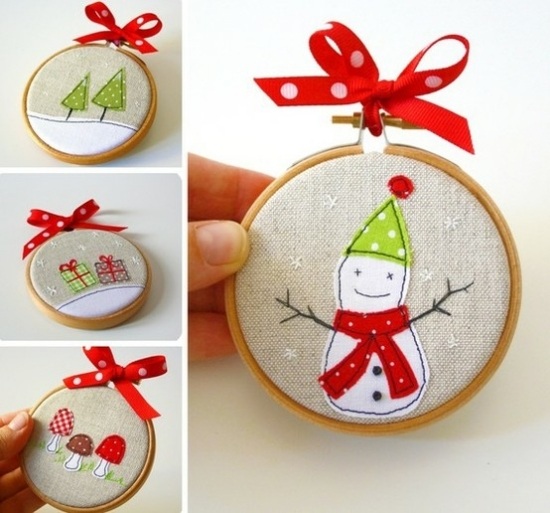 Creative homemade Christmas gift ideas tree ornament embroydery