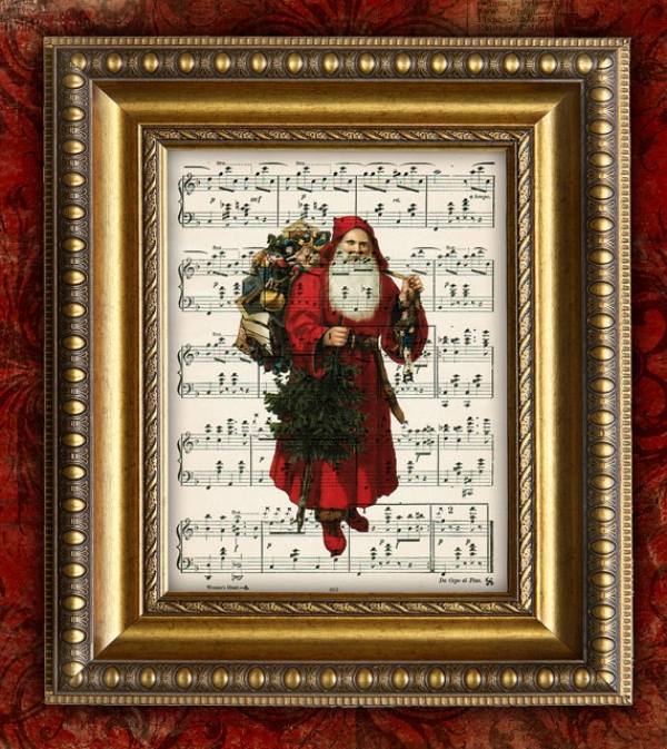 wall decoration christmas santa music notes