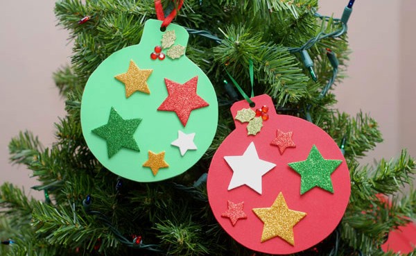 DIY christmas craft ideas foam tree ornaments and stars
