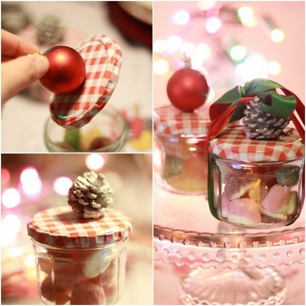 DIY easy home made Christmas gifts diy jar sweets ball ornament 
