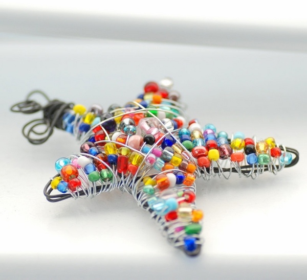 wire christmas decorations star colorful beads