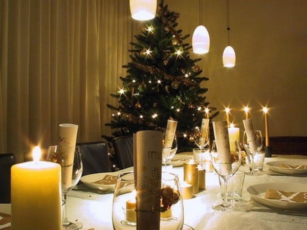 Elegant festive table setting decoration candles