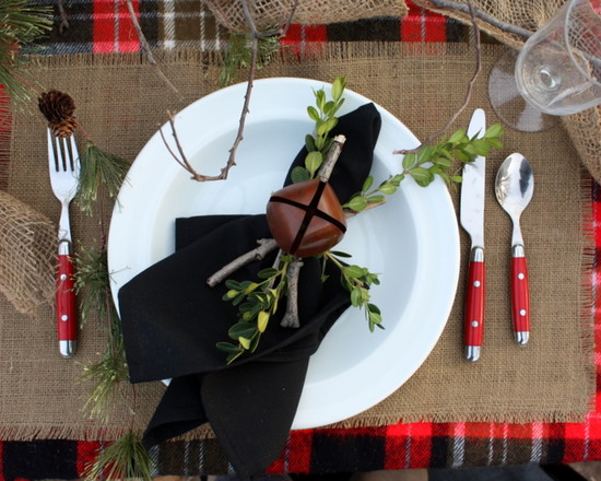 Nature christmas decorated table setting