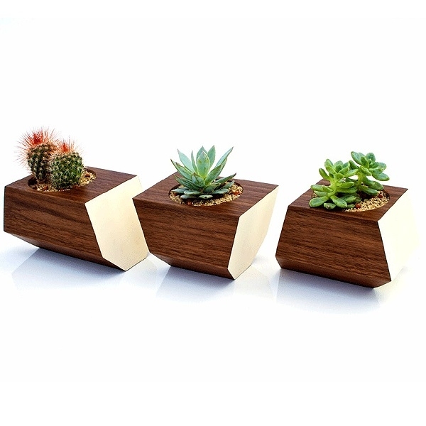 Stylish and Modern Planter by urbilis boxcar solid walnut wood bone white