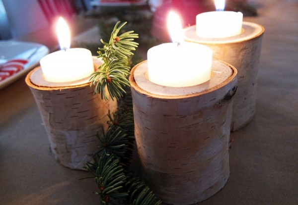 candle holders made of logs stylish rustic design