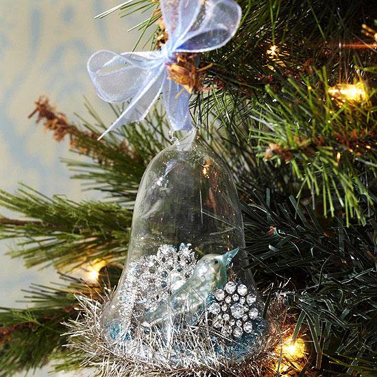 a glass snow bell tree ornament