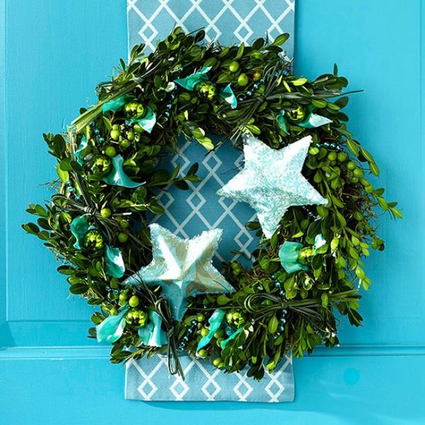 beautiful wreath with silver stars