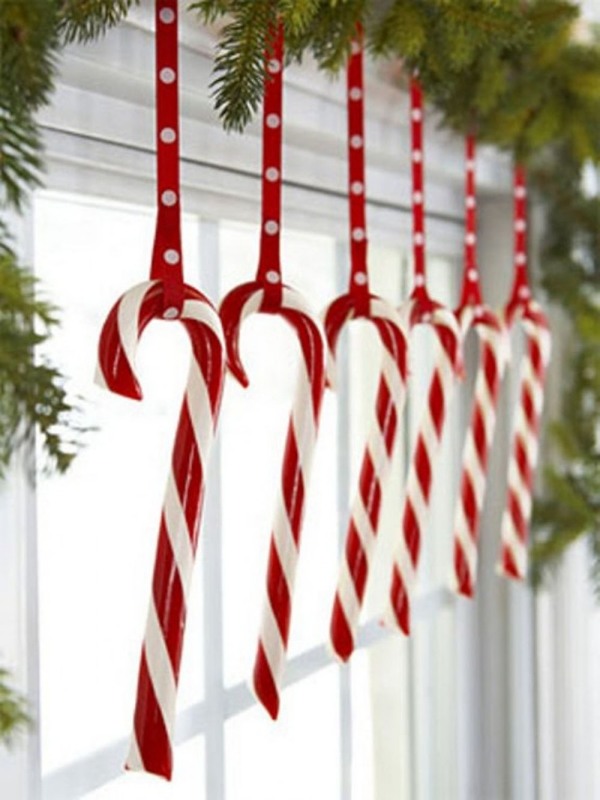 candy canes on ribbons