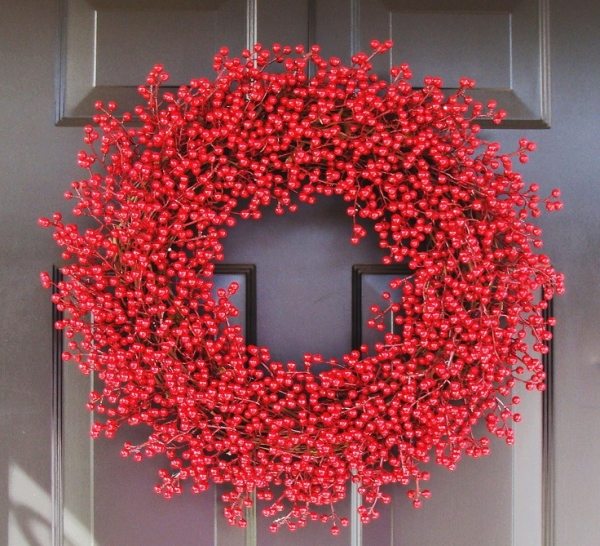 christmas decoration ideas cranberries front door wreath