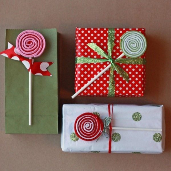 christmas ornaments wrap ideas lollipop felt and ribbons