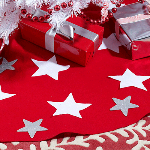 christmas tree skirt red and white stars