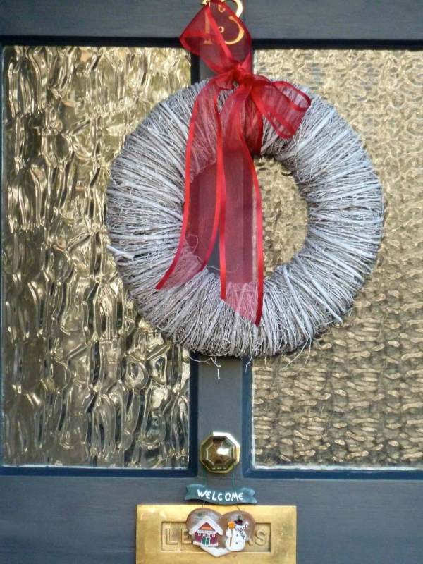 classic red ribbon festive wreath