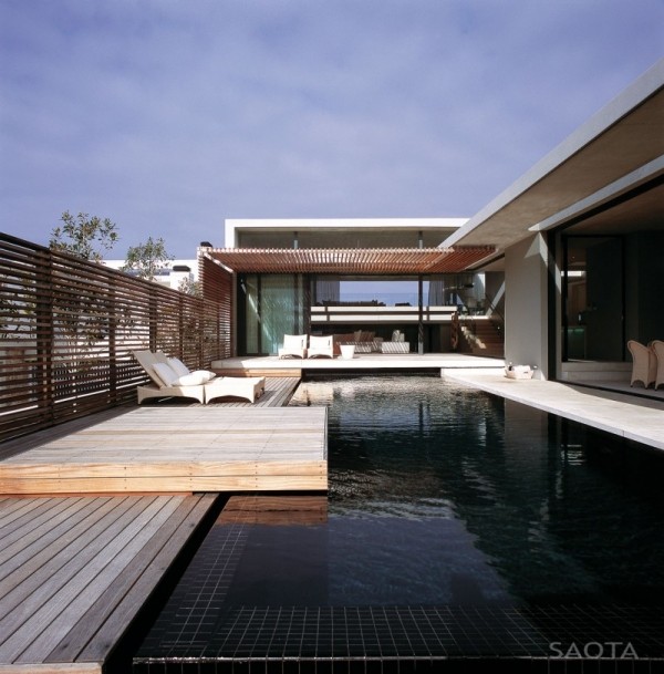 contemporary house designs Voelklip Saota sunny public deck area