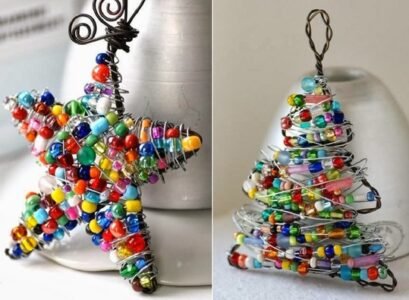 cool-DIY-wire-christmas-decorations-tree-star-wire-beads